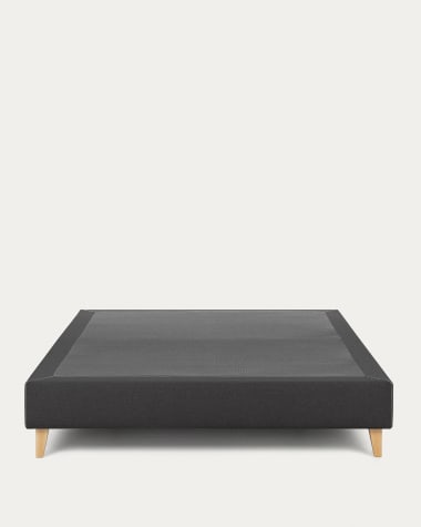 Nikos tall bed base in black with solid beech wood legs for a 180 x 200 cm mattress