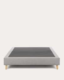 Nikos tall bed base in grey with solid beech wood legs for a 180 x 200 cm mattress