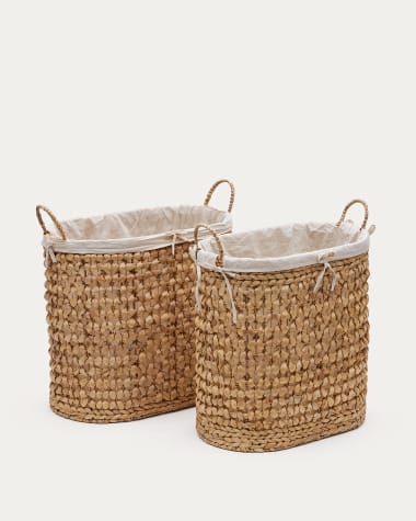 Set Tressa de 2 cestos de roupa de fibras naturais 50 cm / 60 cm