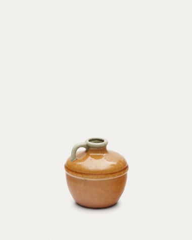 Tamariu ceramic vase in mustard, 15.5 cm