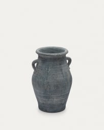Blanes terracotta vase in blue, 35 cm