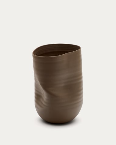 Macarelleta Vase aus Keramik in Dunkelbraun Ø 32 cm