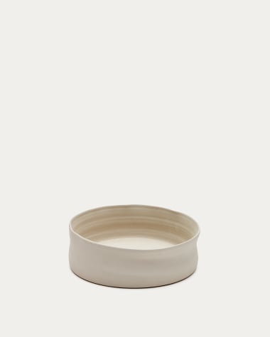 Witte keramische Macae-tafelschaal, middelgroot Ø 24 cm