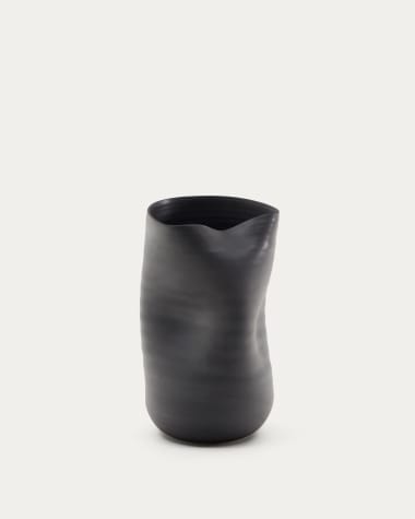Sibel black ceramic vase, 18 cm