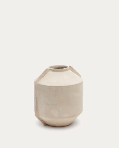 Meja Vase aus Pappmaché in Beige 38 cm