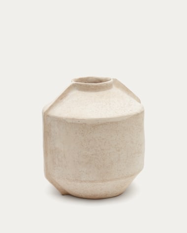 Meja Vase aus Pappmaché in Beige 47 cm