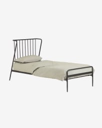Narlu bed in metal with graphite painted finish 90 x 190 cm