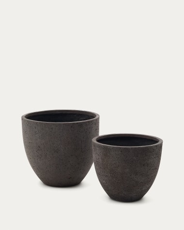 Serili set of 2 dark grey cement and fiberglass plant pots Ø 42 cm / Ø 50 cm