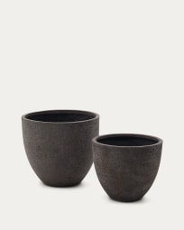 Ensemble Serili de 2 pots de fleurs en ciment et fibre de verre gris foncé Ø 42 cm / Ø 50 cm