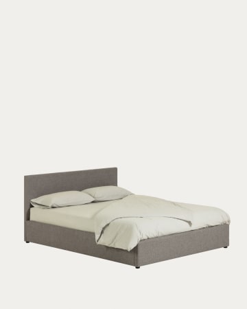 Κρεβάτι με αποθηκευτικό χώρο Nahiri, γκρι, για στρώμα 160x200εκ
