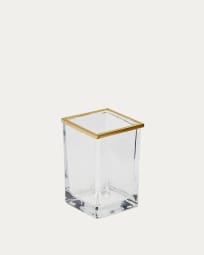 Soanet Glass and Metal Toothbrush Holder with Gold Finish