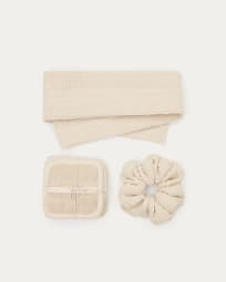 Menelik set consisting of face and body exfoliating pads, turban and hair tie.