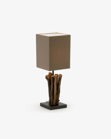 Antares table lamp in red wood and rubberwood UK adapter