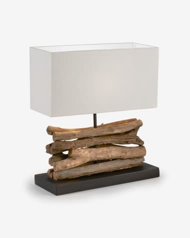 Sahai table lamp made of solid rubberwood UK adapter