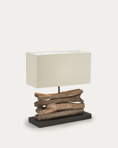Lampa stołowa Sahai z litego drewna kauczukowego