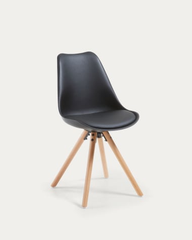 Krzesło Ralf czarne z drewnianymi nogami