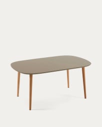 Table extensible Oqui MDF laqué marron et pieds bois massif hêtre 160 (260) x 100 cm