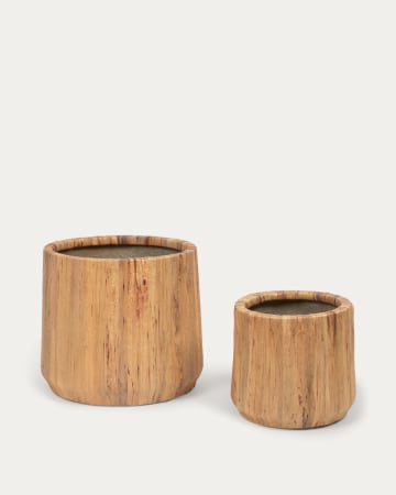 Set Tirsa di 2 vasi di giacinto d'acqua e cemento con finitura naturale Ø 25 cm / Ø 35 cm