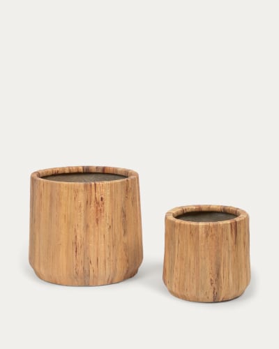 Lot Tirsa de 2 cache-pots en jacinthe d'eau et ciment finition naturelle Ø 25 cm / Ø 35 cm | Kave Home®