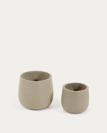Set Sory di 2 vasi in terracotta con finitura grigia Ø 28 cm / Ø 36 cm