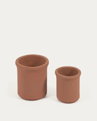 Ensemble Tarcila de 2 cache-pots en terre cuite Ø 26 cm / Ø 33 cm