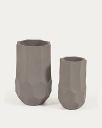Ensemble Veruska de 2 cache-pots en ciment Ø 23 cm / Ø 36 cm