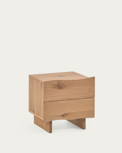 Rasha bedside table with oak veneer with natural finish 49 x 45 cm | Kave Home®