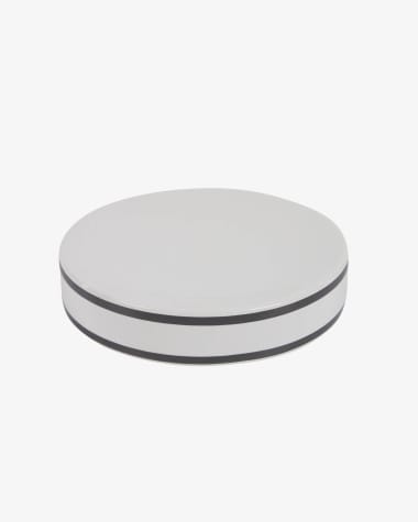Porte-savon Arminda en céramique blanc avec détail noir