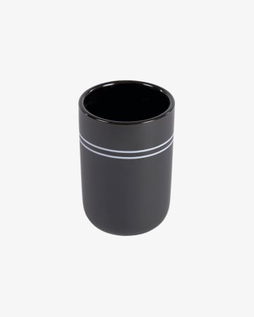 Cerisa black ceramic toothbrush holder with white detail