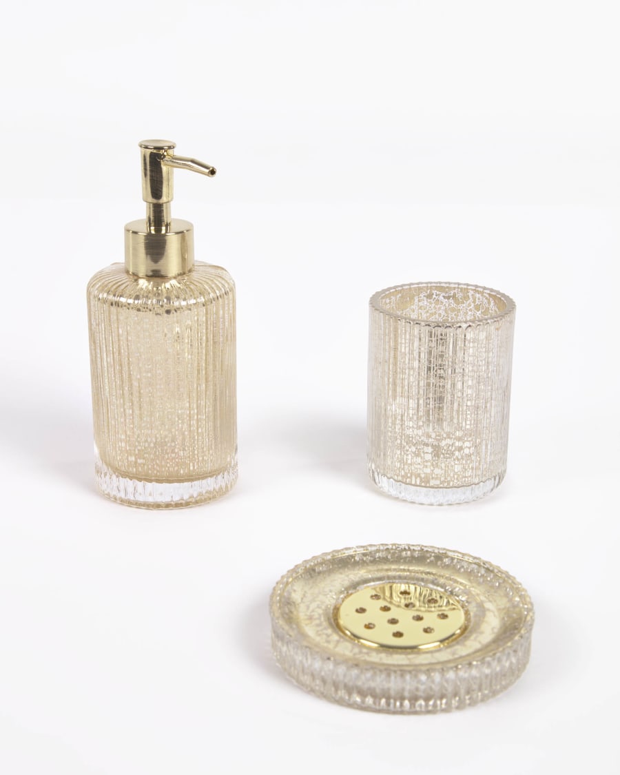 Dispensador de jabón Christell de cristal dorado | Kave Home