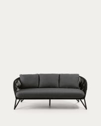 Sofa 3-osobowa Branzie z czarnej liny 180 cm