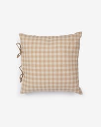 Bigahel cushion cover 100% cotton with beige and white squares 45 x 45 cm