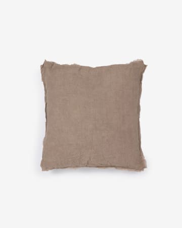 Draupadi cushion cover 100% linen in brown 45 x 45 cm