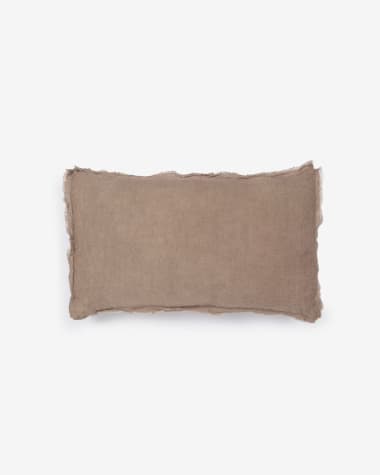 Draupadi cushion cover 100% linen in brown 30 x 50 cm