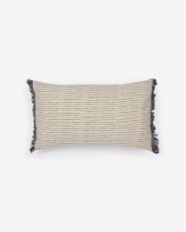 Brigida cotton and linen cushion cover in beige and black 30 x 50 cm