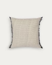 Brigida cotton and linen cushion cover in beige and black 45 x 45 cm
