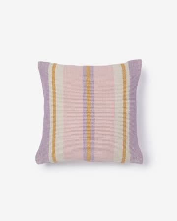 Marilina 100% cotton cushion cover in mauve with multicolour stripes, 45 x 45 cm