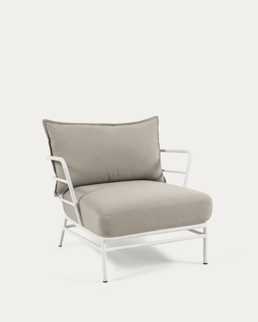 Gesprekelijk Verbetering Wasserette Mareluz fauteuil in wit staal | Kave Home