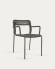 Cailin stackable chair in green cord with galvanised steel legs painted dark green
