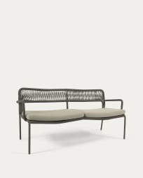 Cailin 2 seater sofa in green cord with galvanised steel legs in dark green, 150 cm