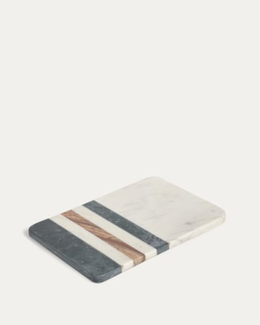 Saskia serving board in white, brown and green marble