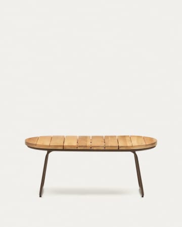 Salguer outdoor coffee table in solid acacia & brown steel, Ø 100 x 50 cm FSC 100%