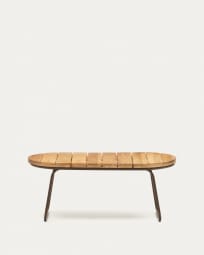 Τραπέζι σαλονιού εξ. χώρου Salguer, μασίφ ξύλο ακακίας, καφέ ατσάλι, Ø100x50εκ, FSC 100%