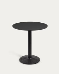 Tavolo da esterno rotondo Tiaret nero con base in metallo verniciato nero Ø 68 cm