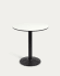 Tiaret circular outdoor table in white with metal legs and a black painted finish, Ø 68 cm