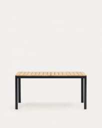 Bona aluminium and solid teak table, 100% outdoor suitable with black finish, 160 x 90 cm
