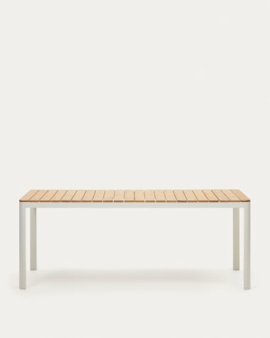 Bona Tisch 100% outdoor massives Teakholz und Aluminium in Weiß 200 x 100 cm