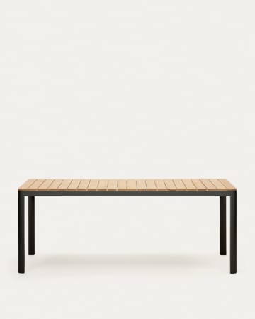 Τραπέζι εξωτ. χώρου 100% Bona, μασίφ ξύλο τικ και αλουμίνιο σε μαύρο φινίρισμα, 200x100εκ