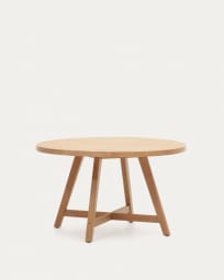 Στρογγυλό τραπέζι Urgell, 100% εξωτερικού χώρου, μασίφ ξύλο ευκαλύπτου, Ø 130εκ, FSC