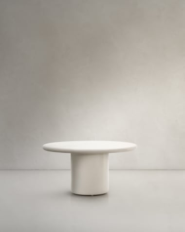 Table ronde Canaret en ciment, finition blanche brillante Ø 152 cm